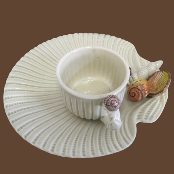 Vintage Fitz Floyd Coquille Snack Plate Cup Set ~ Sea Shell Plate ~ Fitz Floyd - Picture 5 of 6